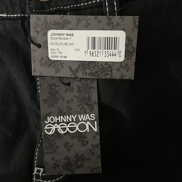 JOHNNY WAS Rue De La Flare Jean True Black Wash Flare Leg Jeans in the Size 32 - Picture 11 of 12